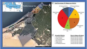 Collapses in Alexandria: aerial photo and diagram