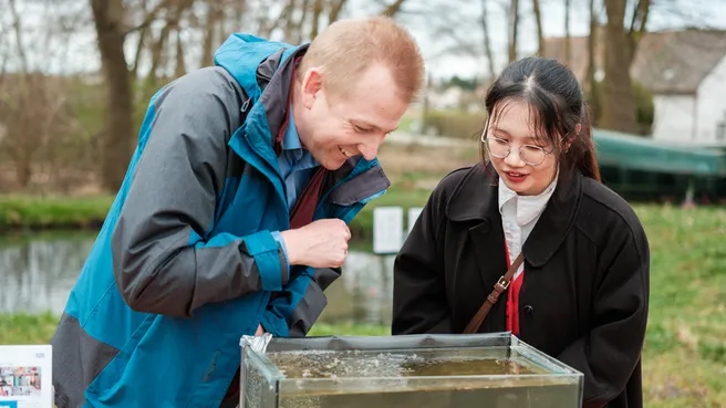 Prof. Geist shows aquacultures and invasive species